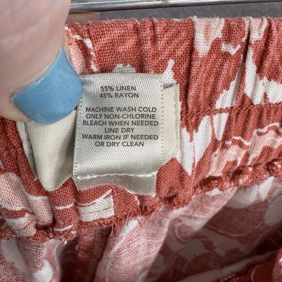 LOFT Ann Taylor Women’s M Coral Red Floral Linen Blend Mini Skirt Cottagecore - Picture 5 of 5